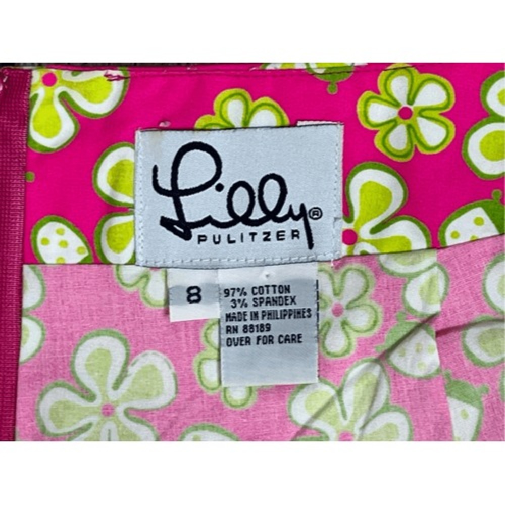 Lilly Pulitzer Vintage Dune Buggy Pink Lime Mini Skirt Skort 8 Barbiecore Bright - Picture 8 of 12